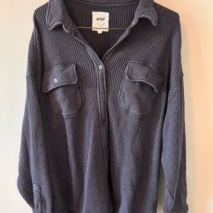 Aerie Waffle Knit Jacket in Charcoal